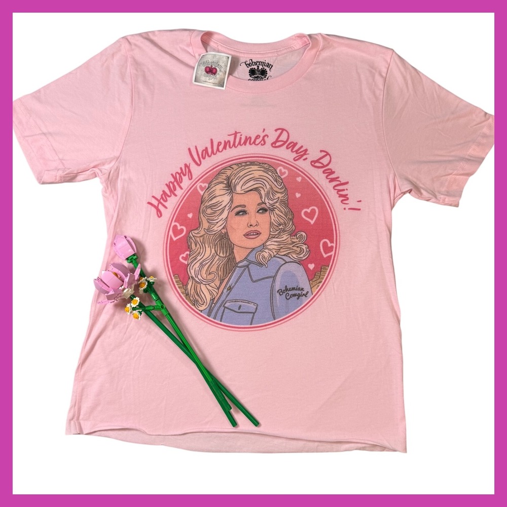 Bohemian Cowgirl Dolly Parton Happy Valentine's Day T-Shirt‎ Graphic